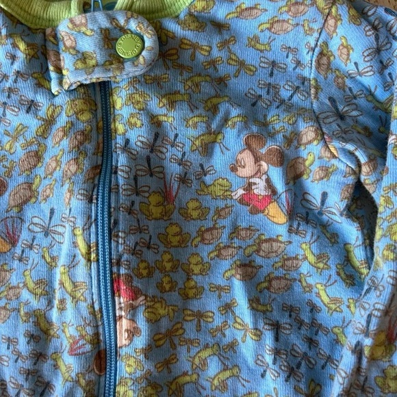 Vintage Mickey Mouse Onesie 12M Disney Blue & Lime Green - Picture 2 of 8